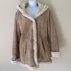 Marvin Richards Tan Hooded Jacket with Cream Trim